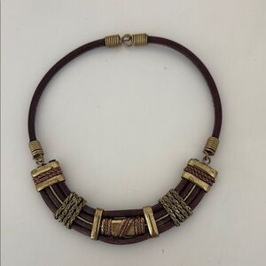 Brown and Gold Tone Tribal Necklace